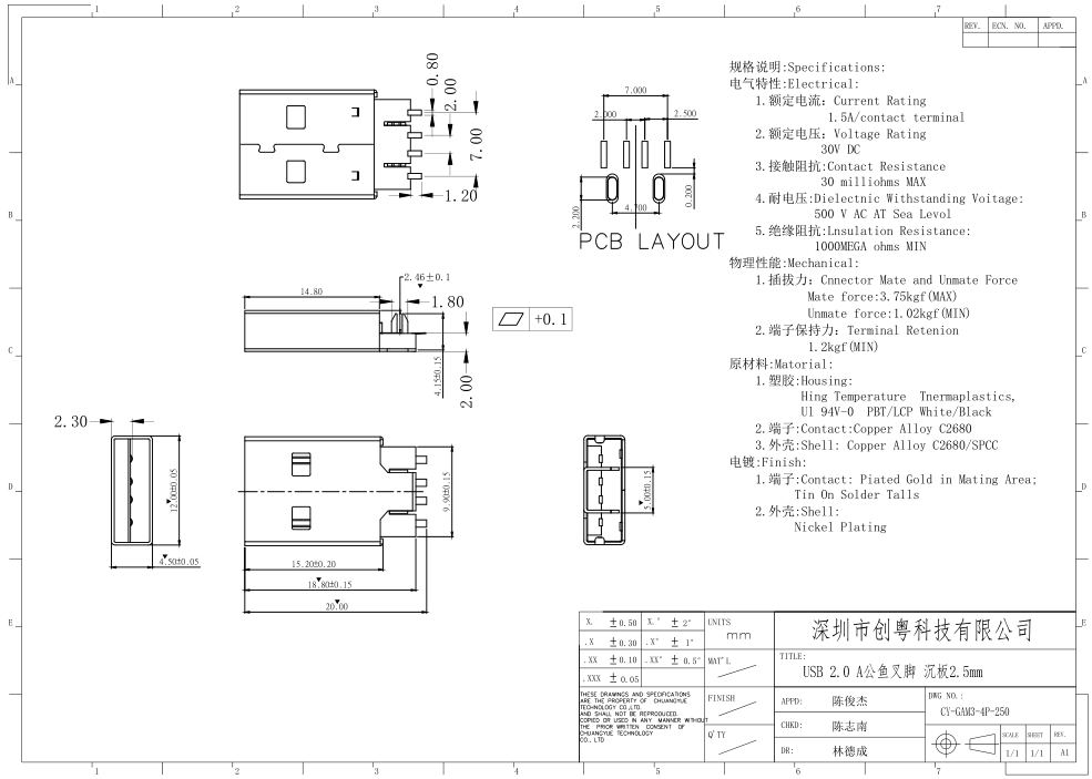 USB 2.0 A公鱼叉脚 沉板2.5mm.jpg